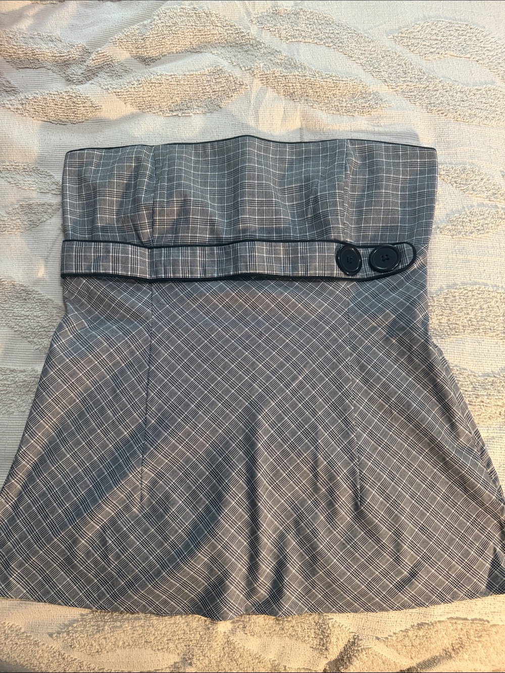 Strapless Plaid Mini Dress - Gray